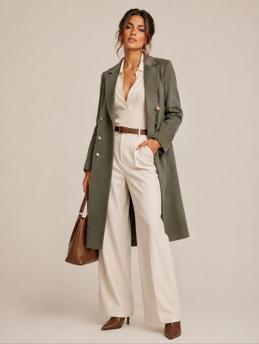 Free Assembly Double Breasted Wool Blend Coat Size XS